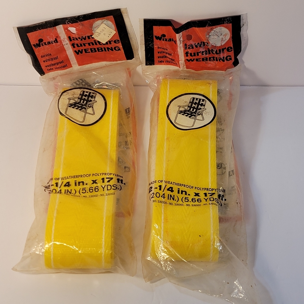 Yellow Do-It-Yourself Lawnchair Webbing Kit‎ Vintage 2 Packs Wizards 17’x2 1/4”